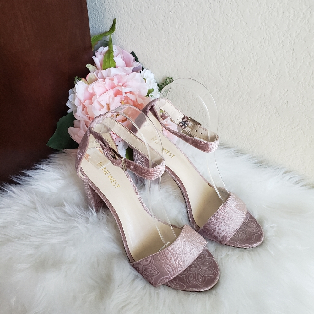 Nine West Blush Pink Velvet Heels